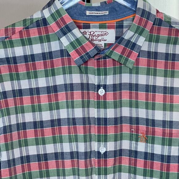 Original Penguin Heritage Slim Fit Plaid Long Sleeve Button‎ Up Shirt - Picture 3 of 6